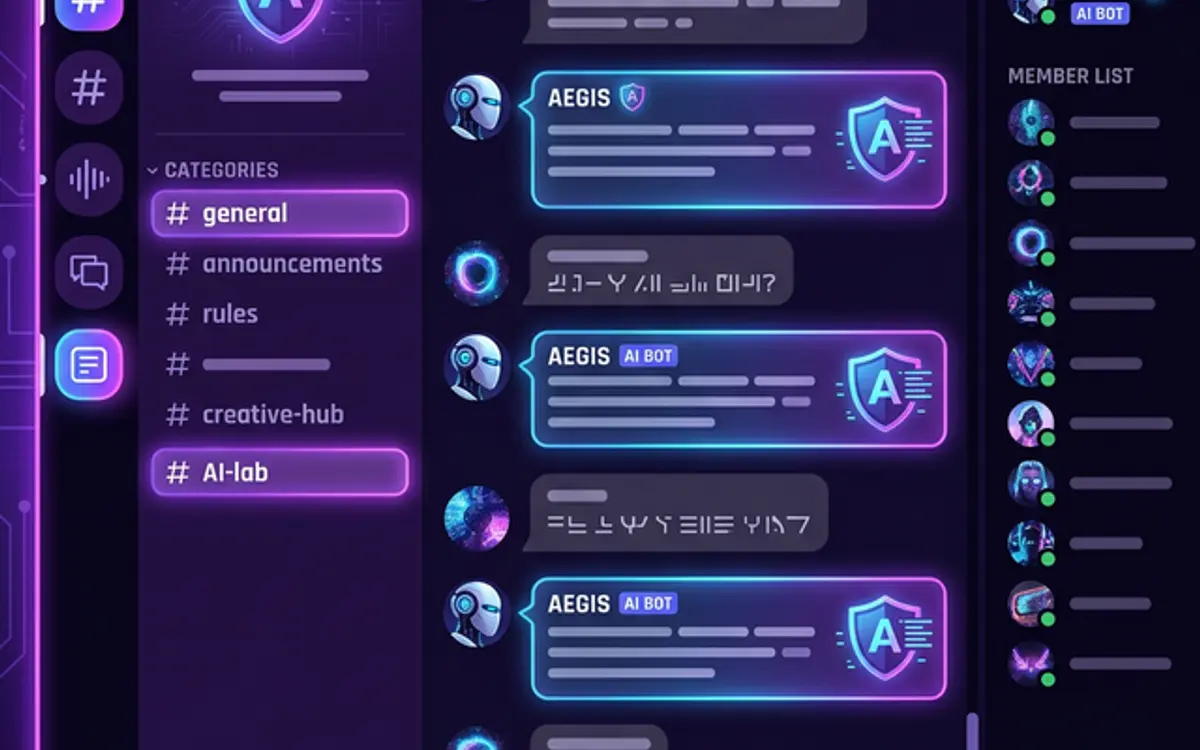 Discord server interface with OpenClaw AI bot providing real-time responses and moderation