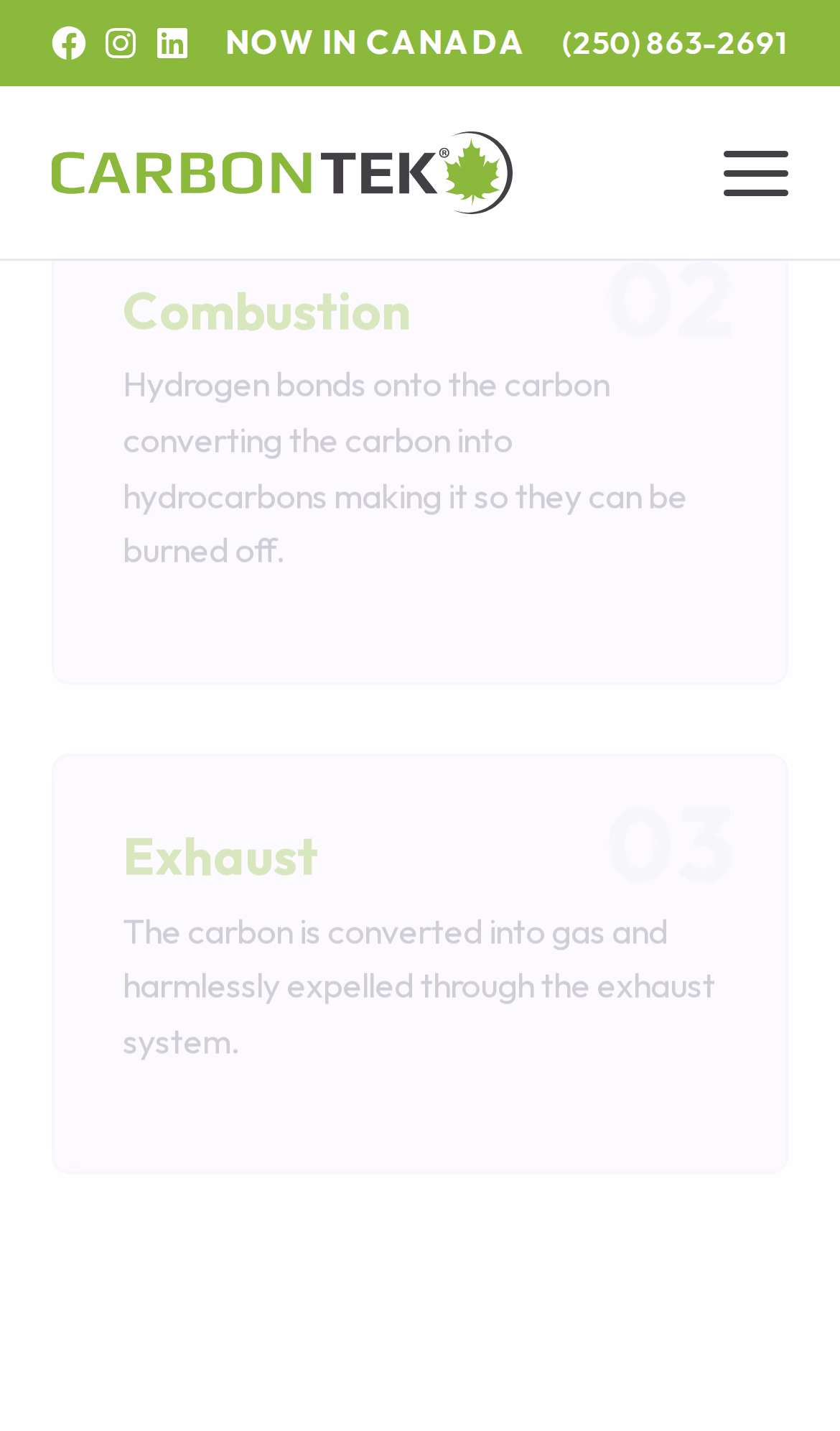 CarbonTek how-it-works section (mobile)