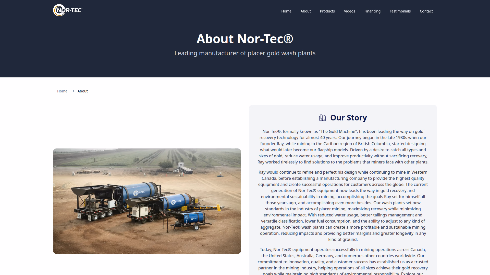 Nor-Tec® about page (desktop)