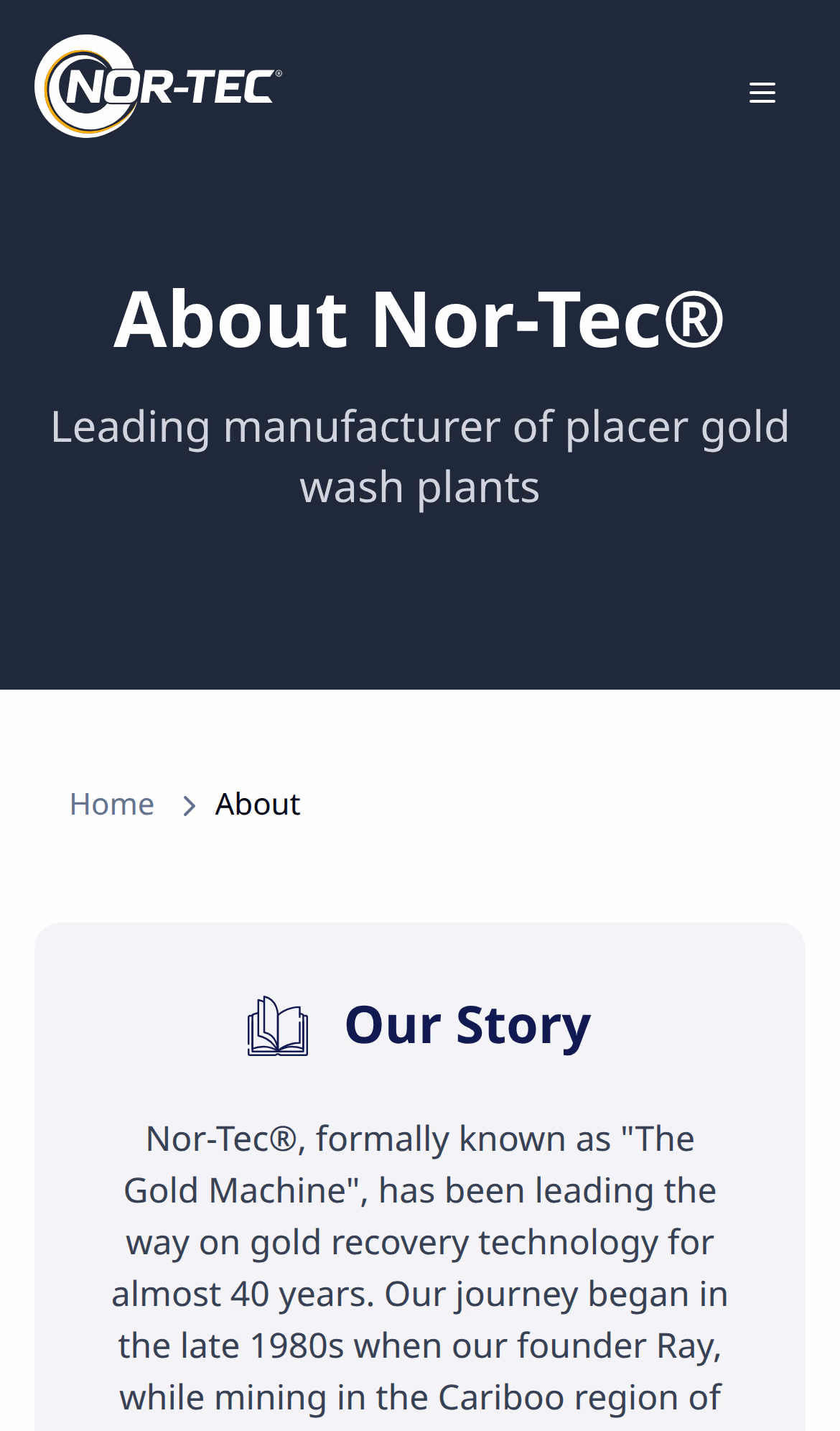 Nor-Tec® about page (mobile)