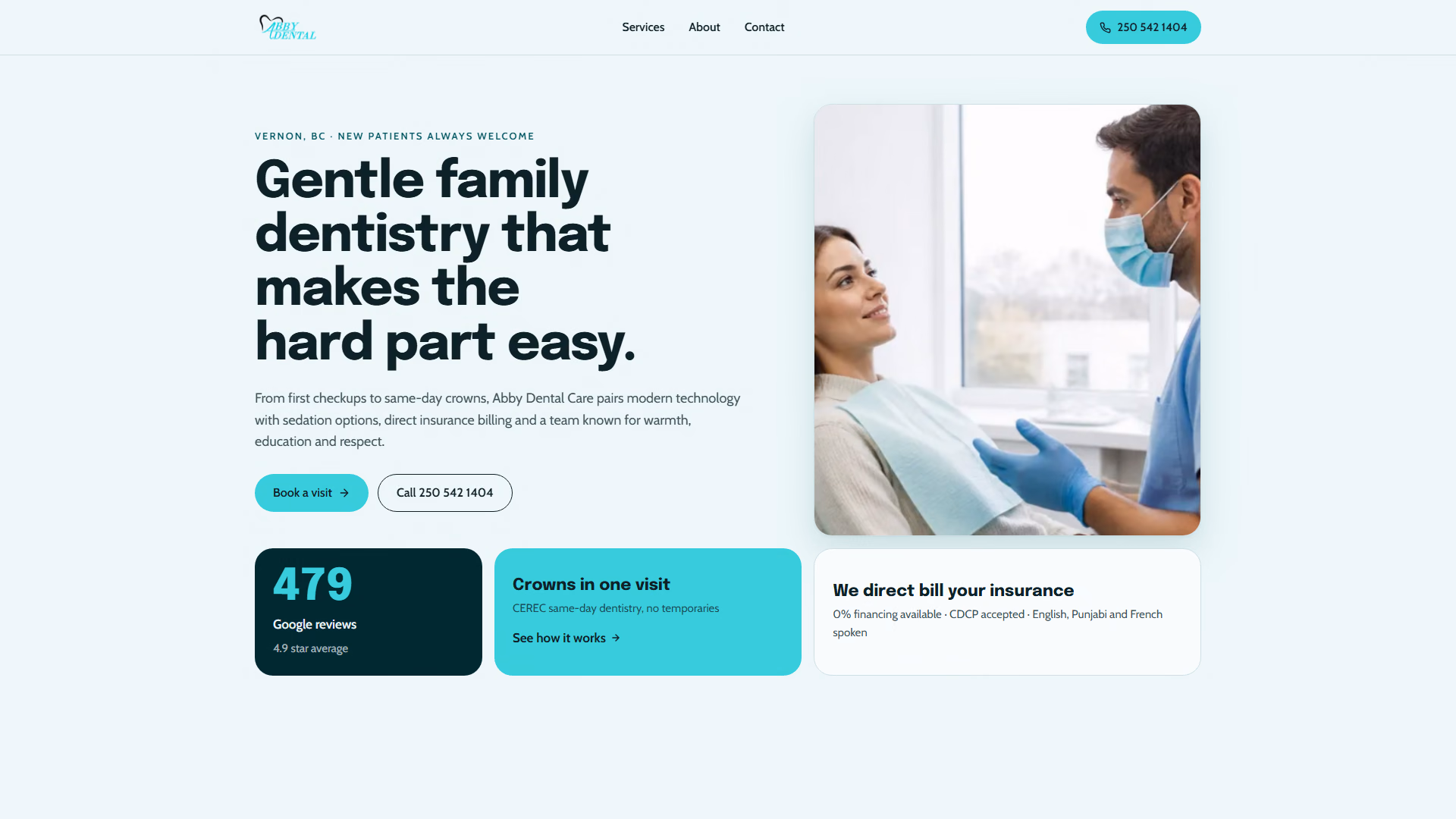 Abby Dental Care website prototype by TheBomb®, Dental in Vernon, BC