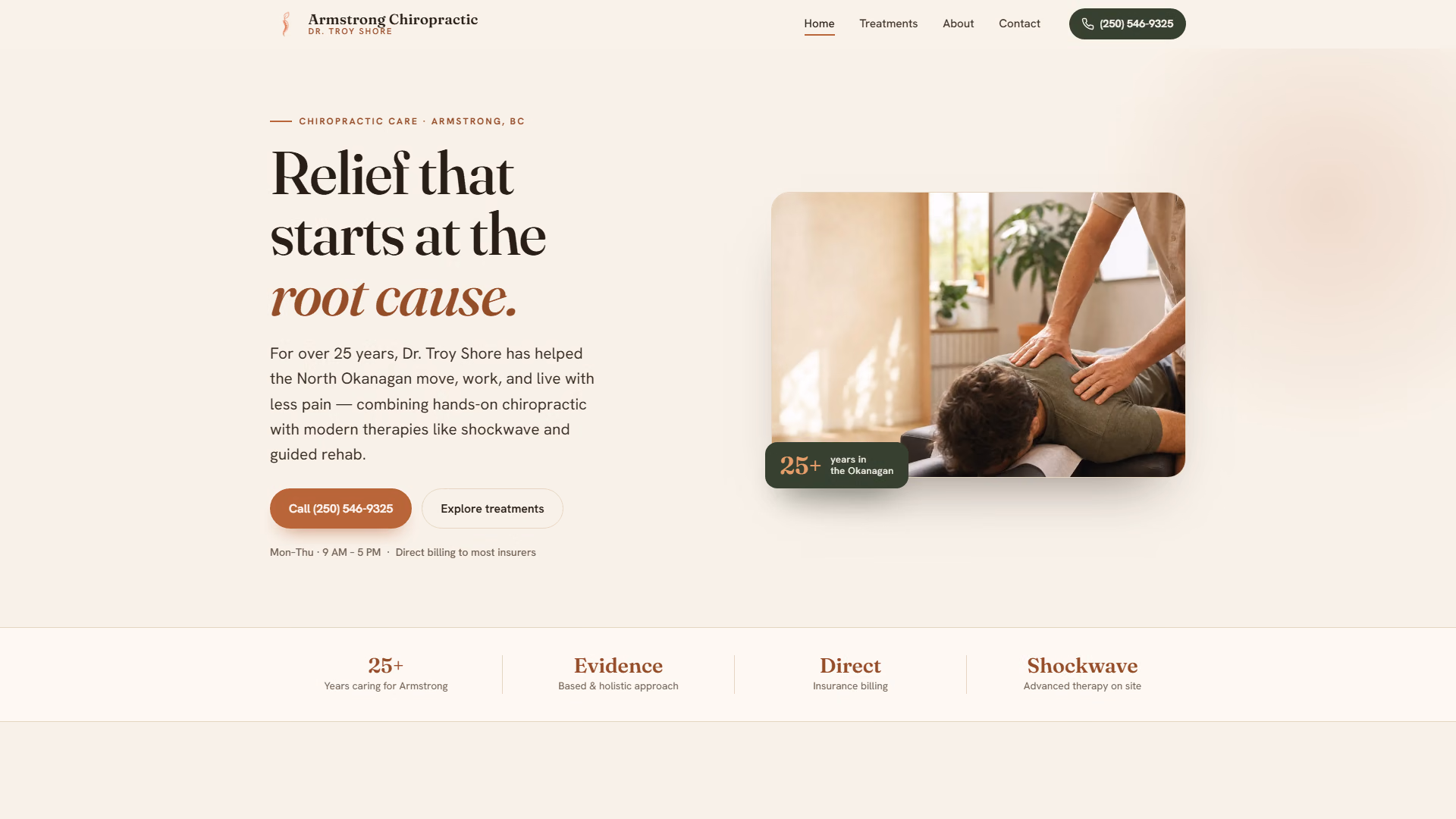 Armstrong Chiropractic website prototype by TheBomb®, Chiropractic in Armstrong, BC