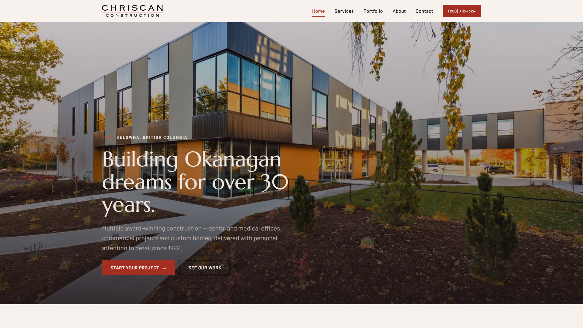 Chriscan Construction website prototype by TheBomb®, Commercial Construction in Kelowna, BC