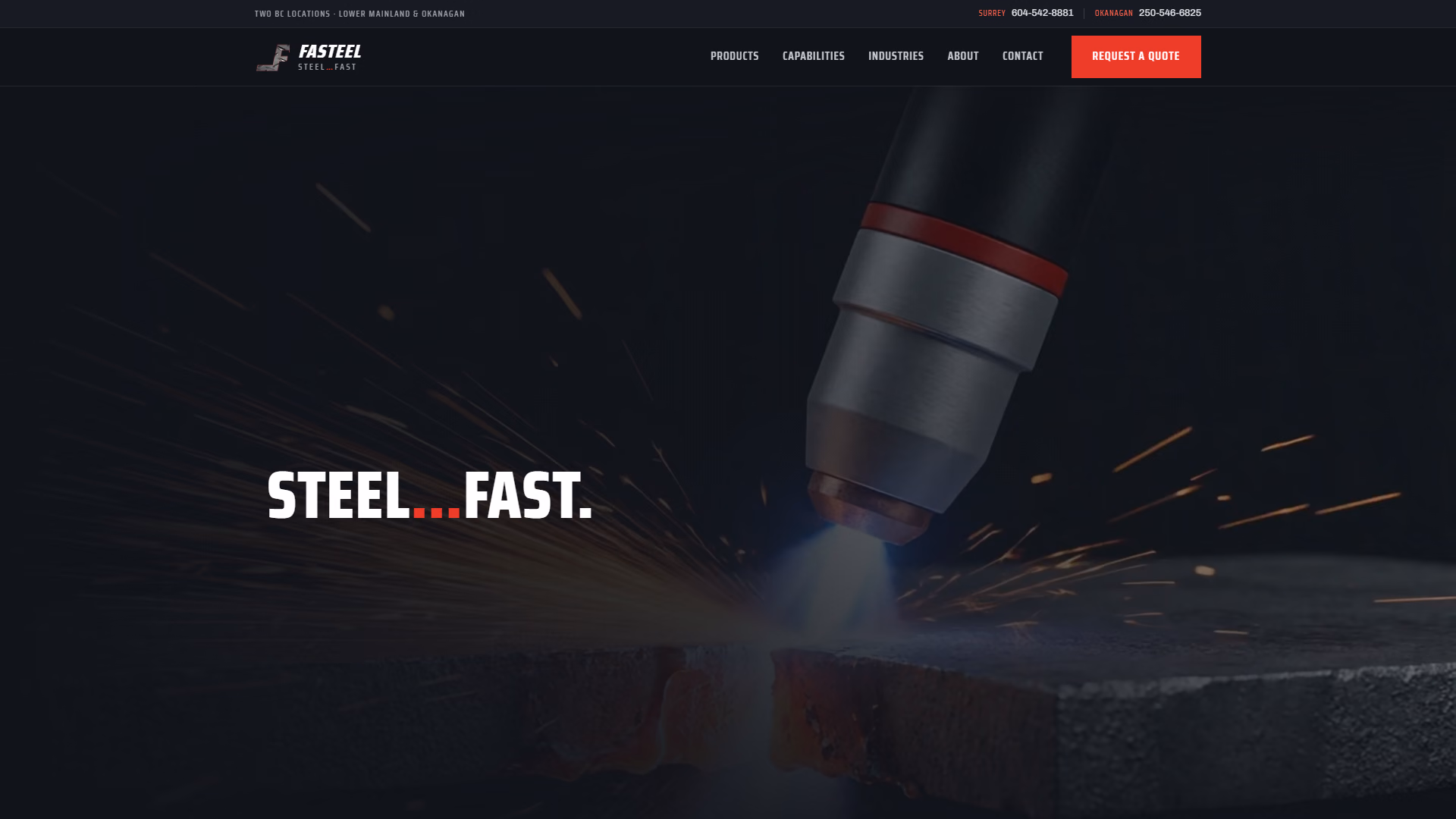 Fasteel website prototype by TheBomb®, Steel Supply in Armstrong & Surrey, BC