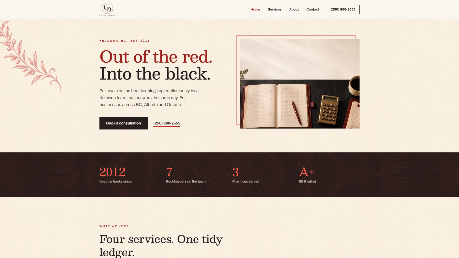 GD Bookkeeping website prototype by TheBomb®, Bookkeeping in Kelowna, BC