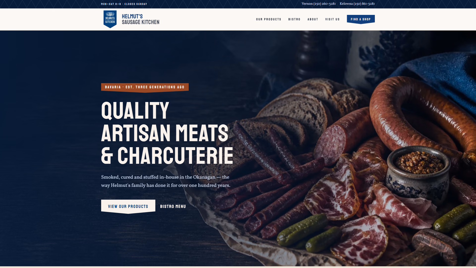 Helmut's Sausage Kitchen website prototype by TheBomb®, Artisan Butcher in Vernon & Kelowna, BC