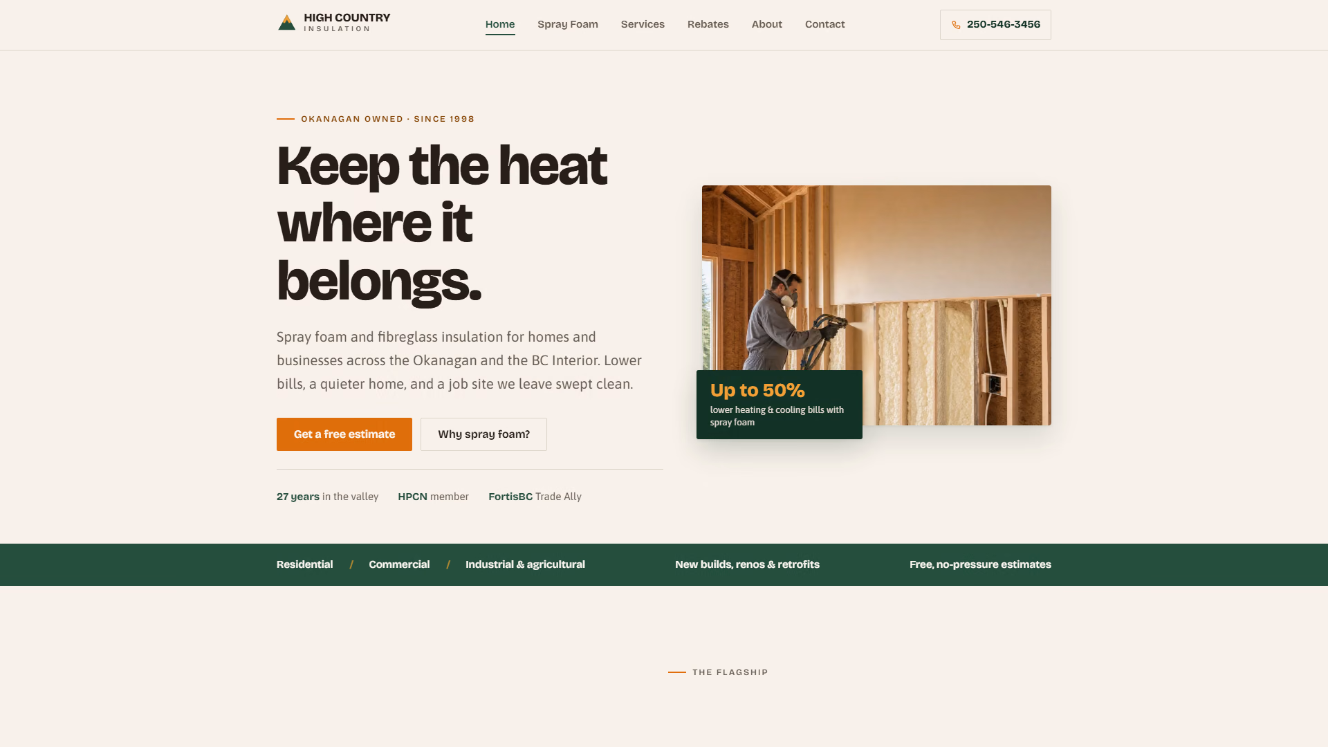 High Country Insulation website prototype by TheBomb®, Insulation in Armstrong, BC