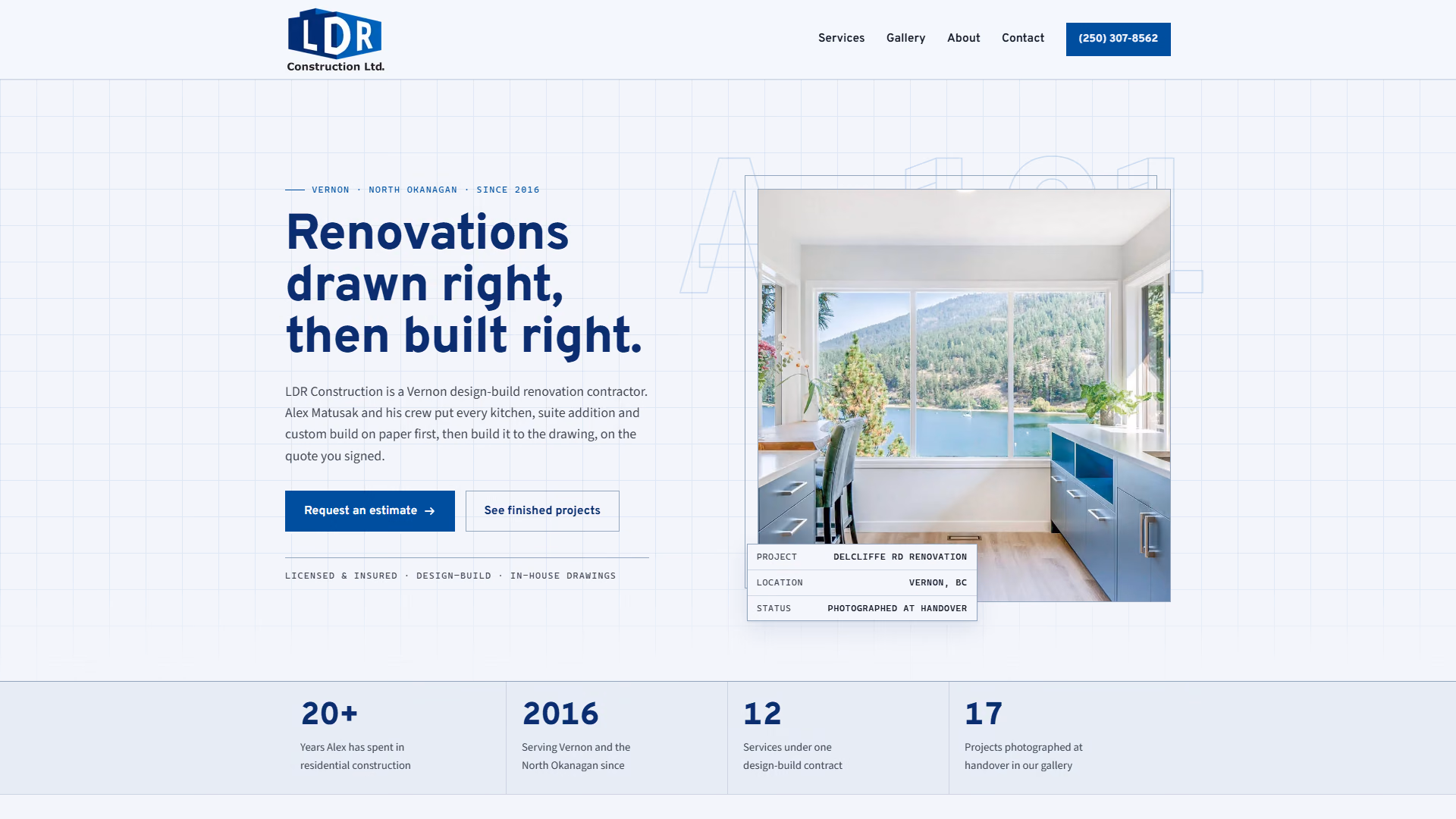 LDR Construction website prototype by TheBomb®, Construction in Vernon, BC