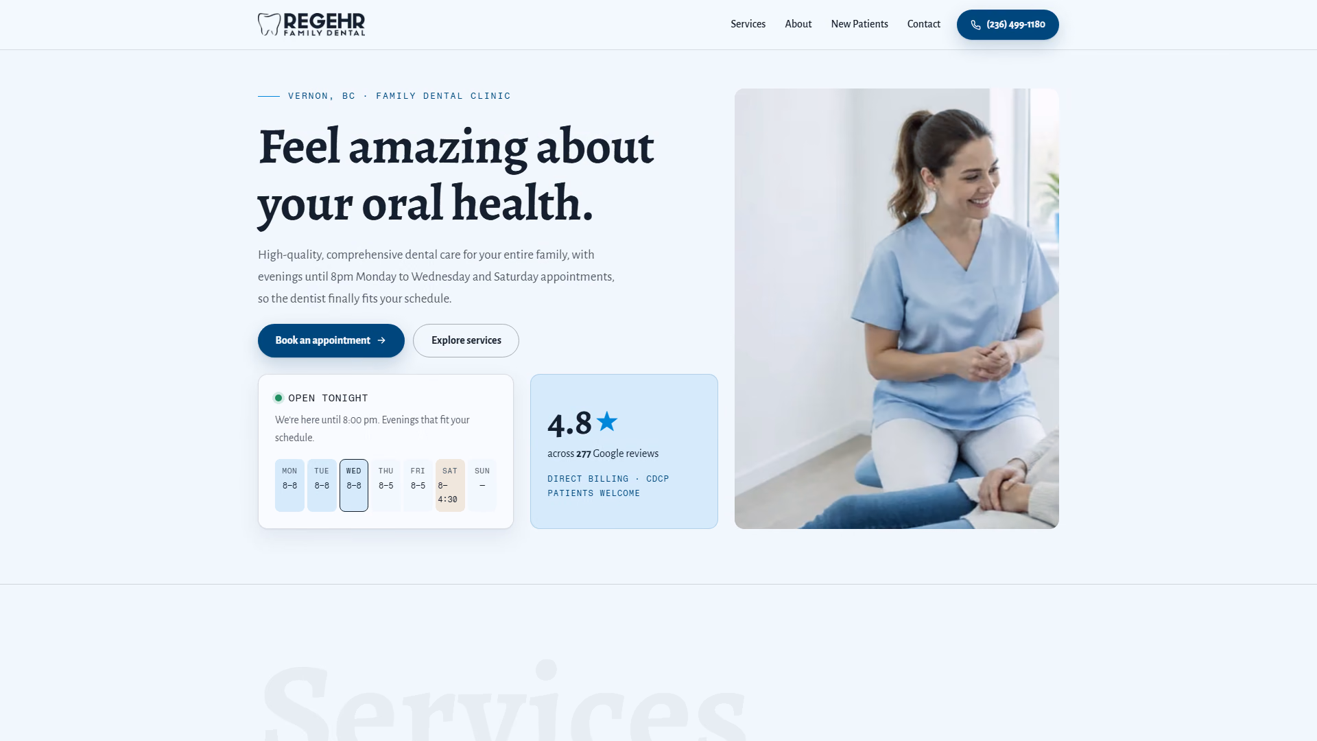Regehr Family Dental website prototype by TheBomb®, Dental in Vernon, BC