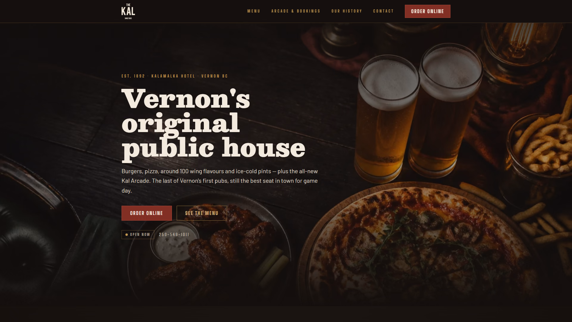 The Kal website prototype by TheBomb®, Pub & Restaurant in Vernon, BC