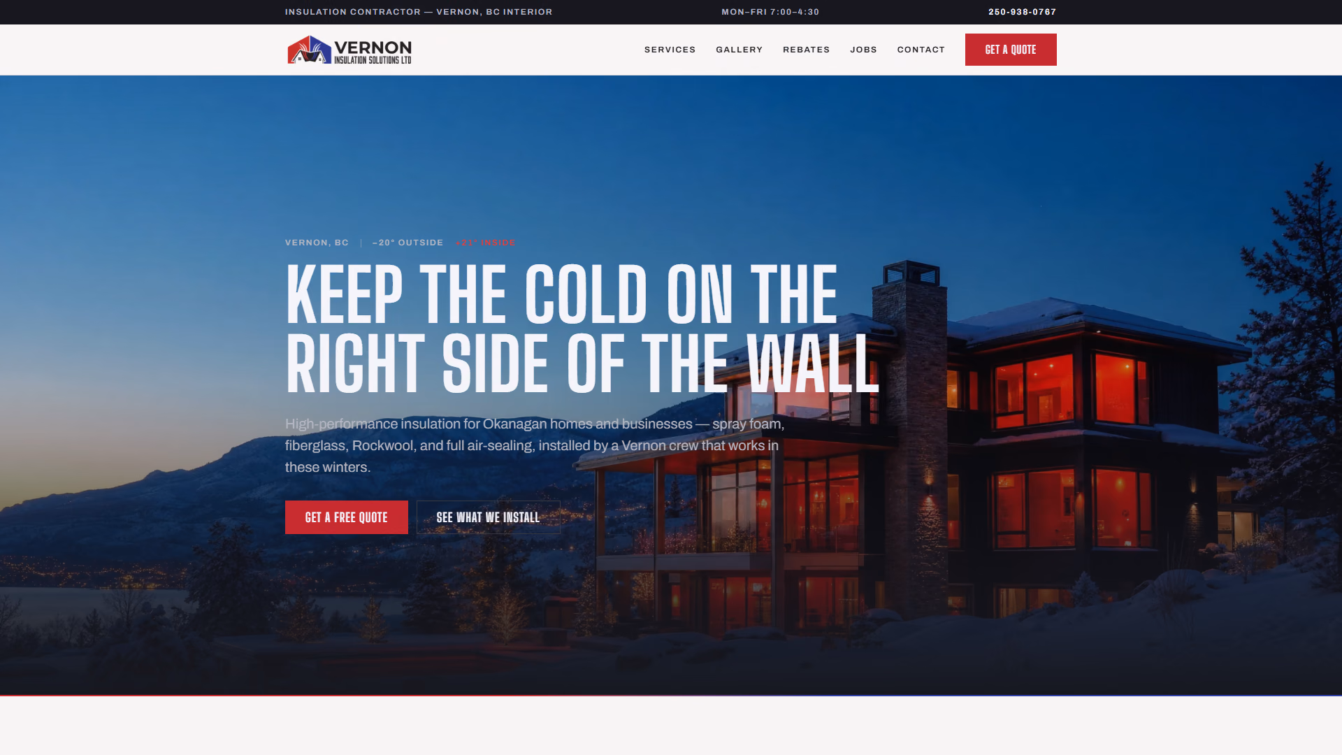 Vernon Insulation Solutions website prototype by TheBomb®, Insulation in Vernon, BC