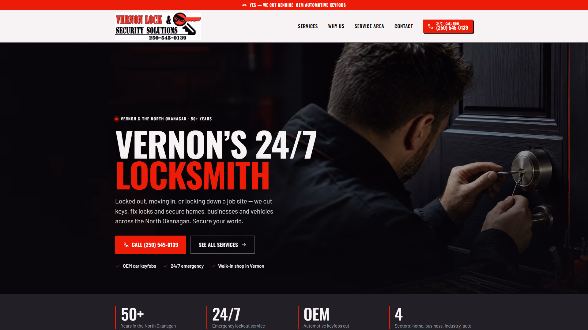 Vernon Lock & Security website prototype by TheBomb®, Locksmith & Security in Vernon, BC