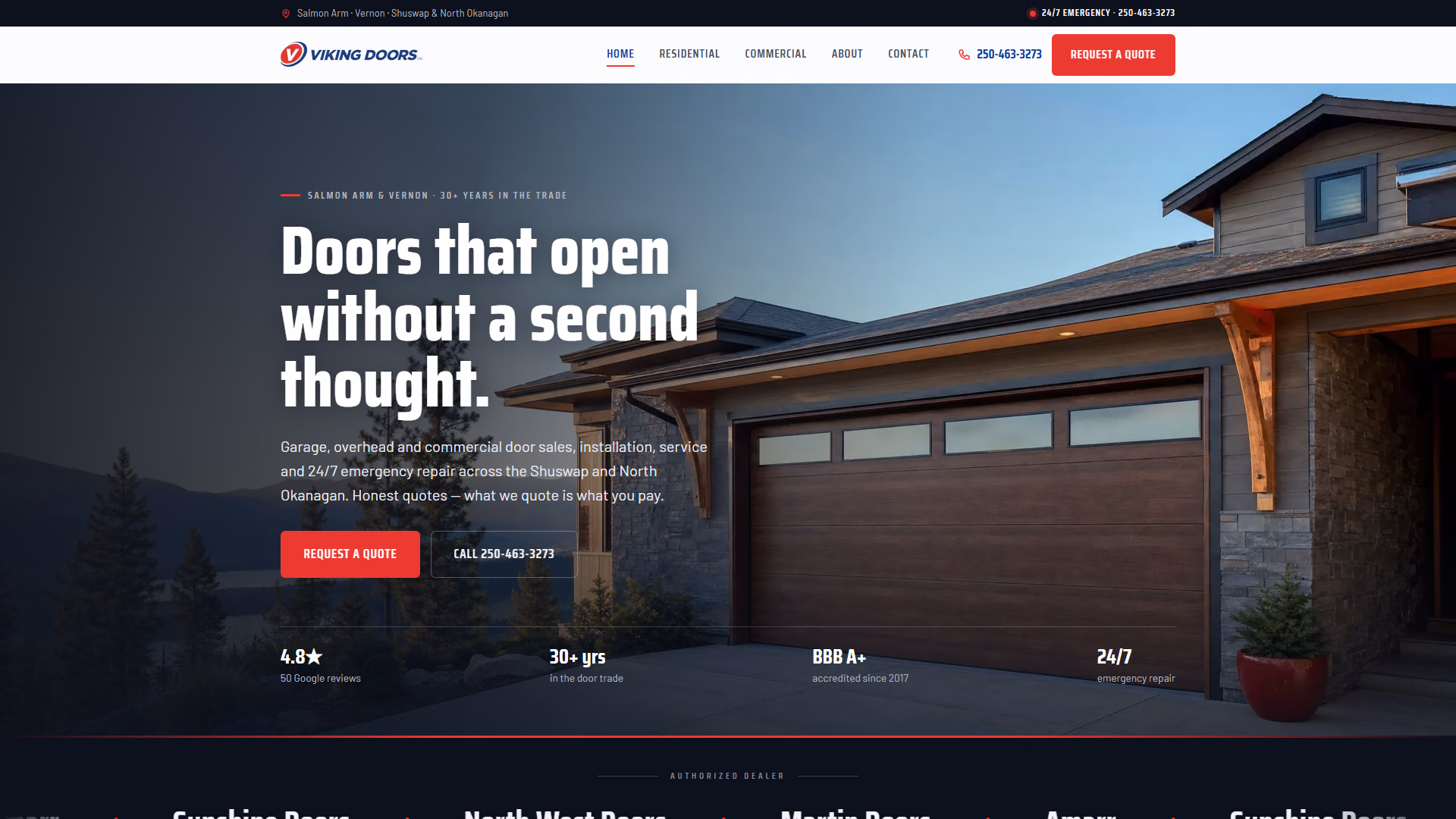 Viking Doors website prototype by TheBomb®, Garage Doors in Salmon Arm, BC
