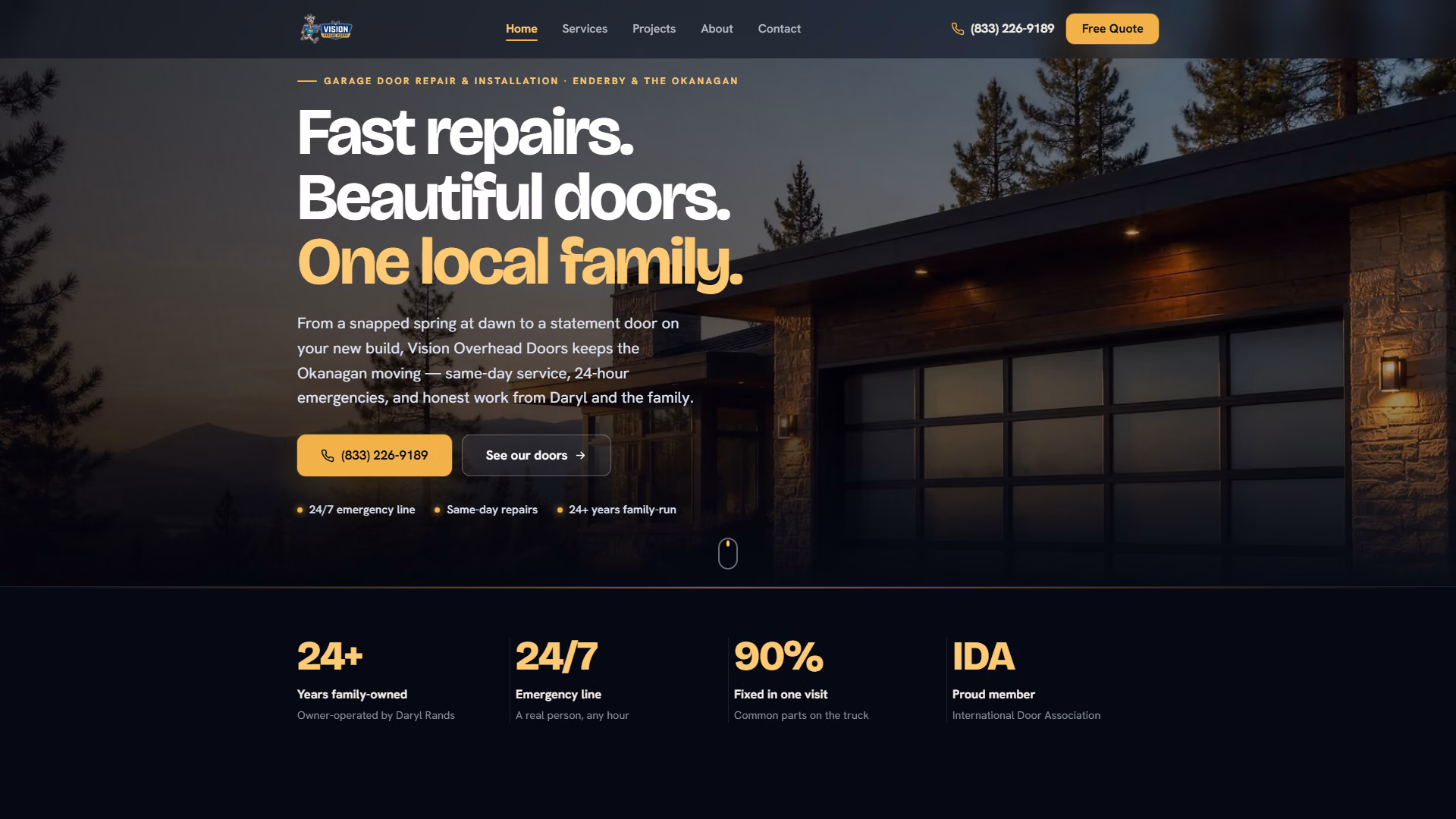 Vision Overhead Doors website prototype by TheBomb®, Garage Doors in Enderby, BC