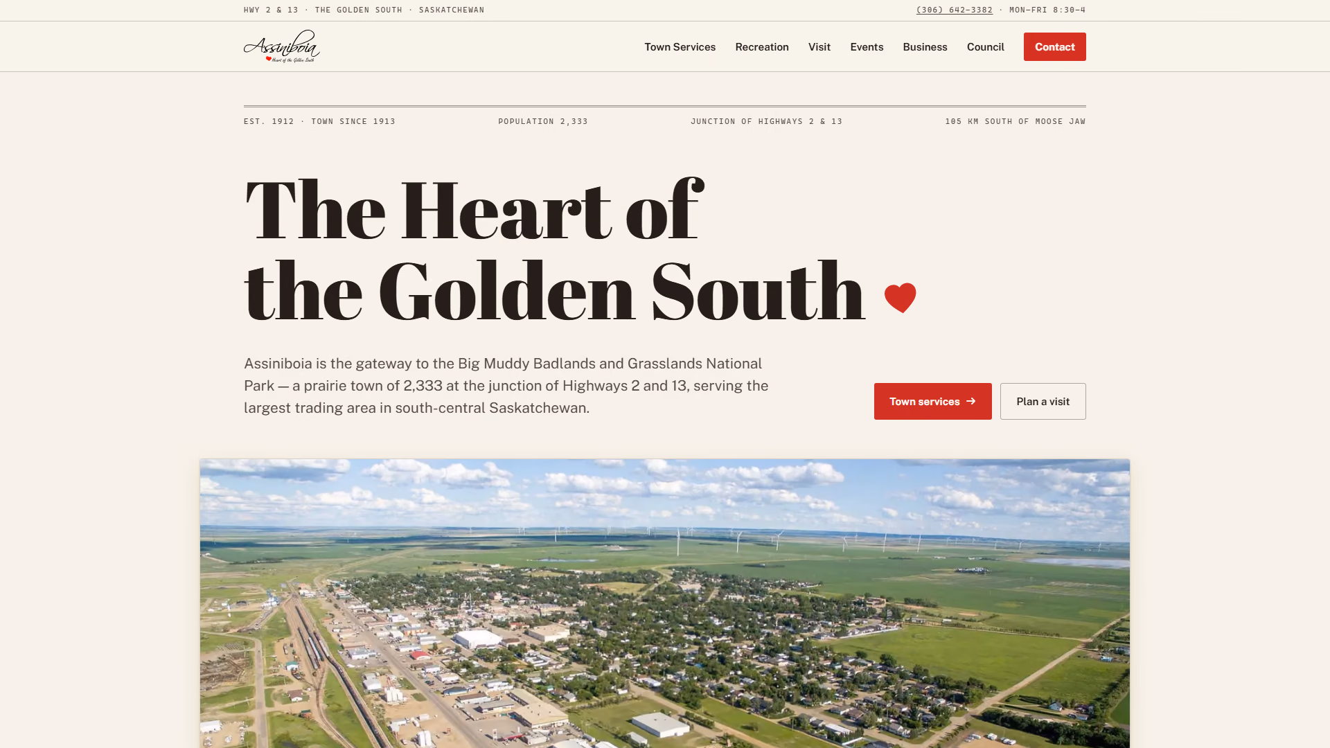 Town of Assiniboia website prototype by TheBomb®, Municipality in Assiniboia, SK