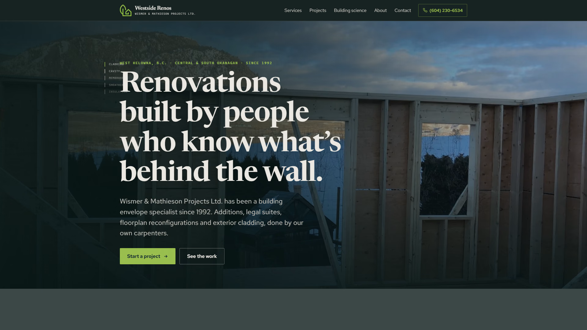 Westside Renos website prototype by TheBomb®, Renovations in West Kelowna, BC