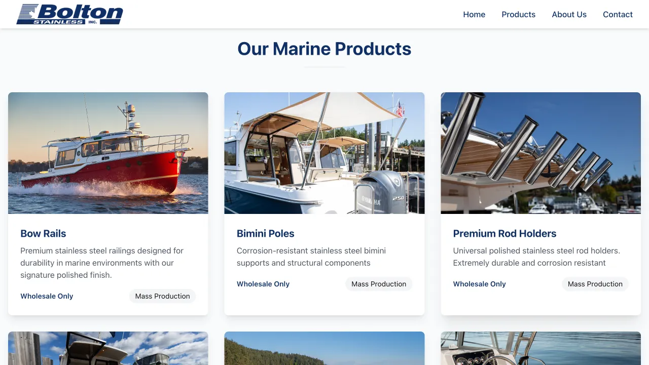 Bolton Stainless - Bolton Stainless Website Screenshot 2 - Professional Web Design Portfolio by TheBomb® Digital Marketing in Toronto, Vancouver, Calgary, Ottawa, Montreal, Kelowna, Canada