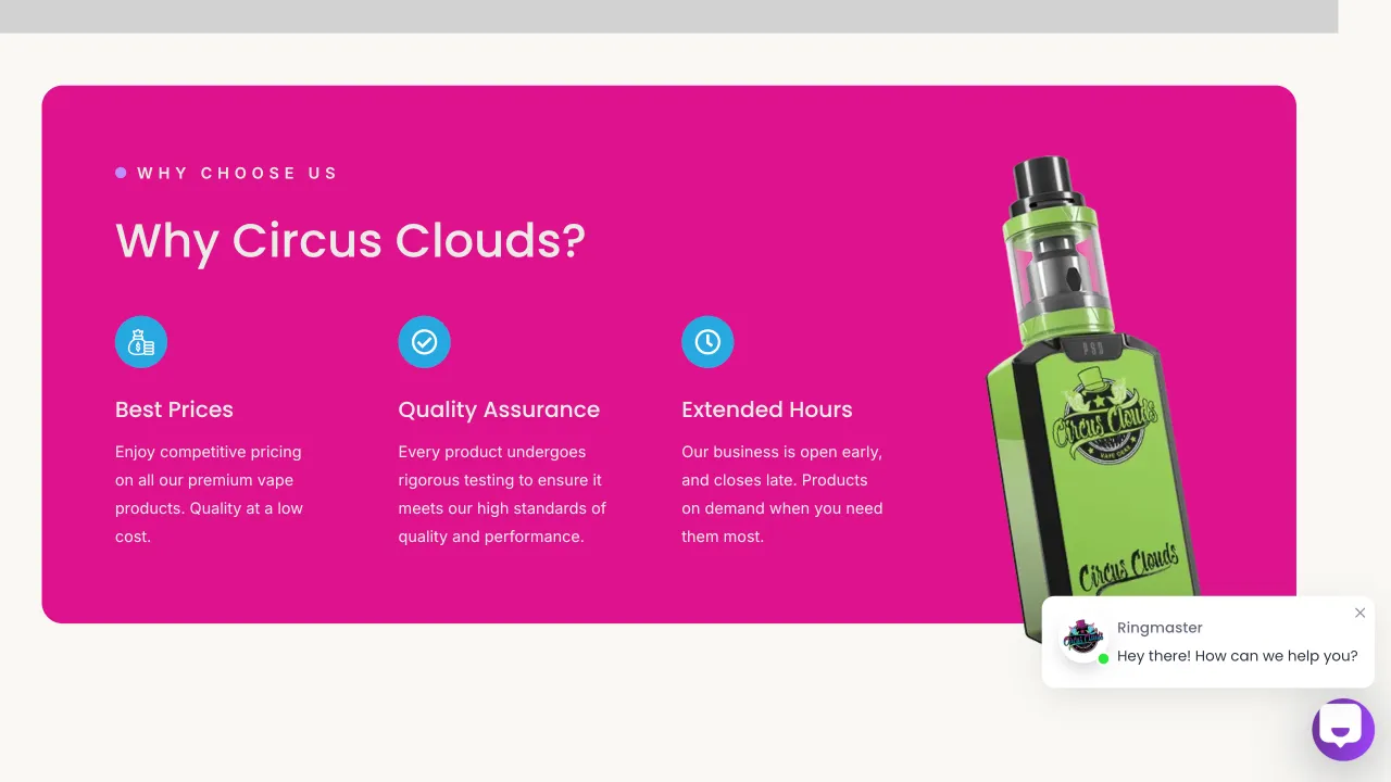 Circus Clouds - Circus Clouds Website Screenshot 2 - Professional Web Design Portfolio by TheBomb® Digital Marketing in Toronto, Vancouver, Calgary, Ottawa, Montreal, Kelowna, Canada