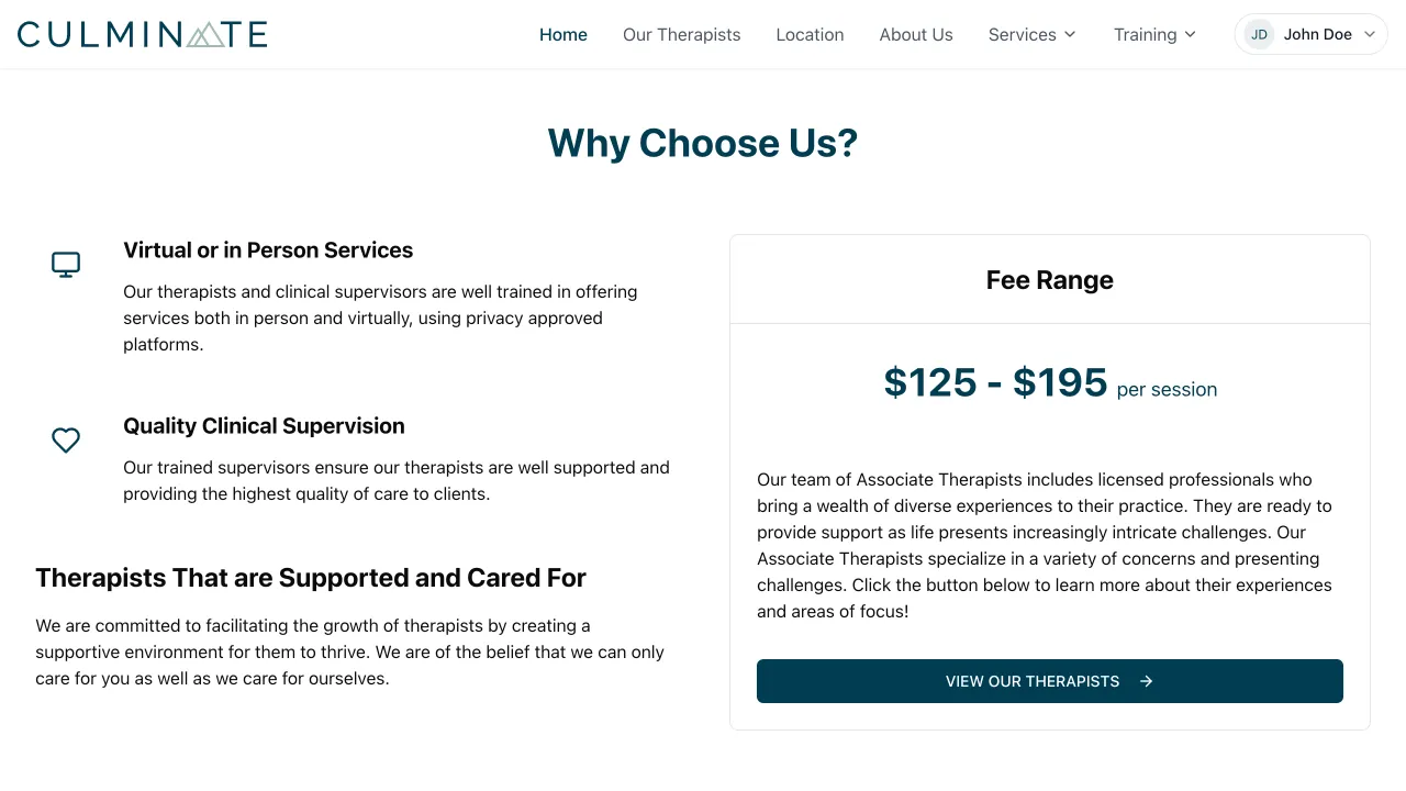 Healthcare Business Page - Culminate Group Website Screenshot 1 - Professional Web Design Portfolio by TheBomb® Digital Marketing in Toronto, Vancouver, Calgary, Ottawa, Montreal, Kelowna, Canada