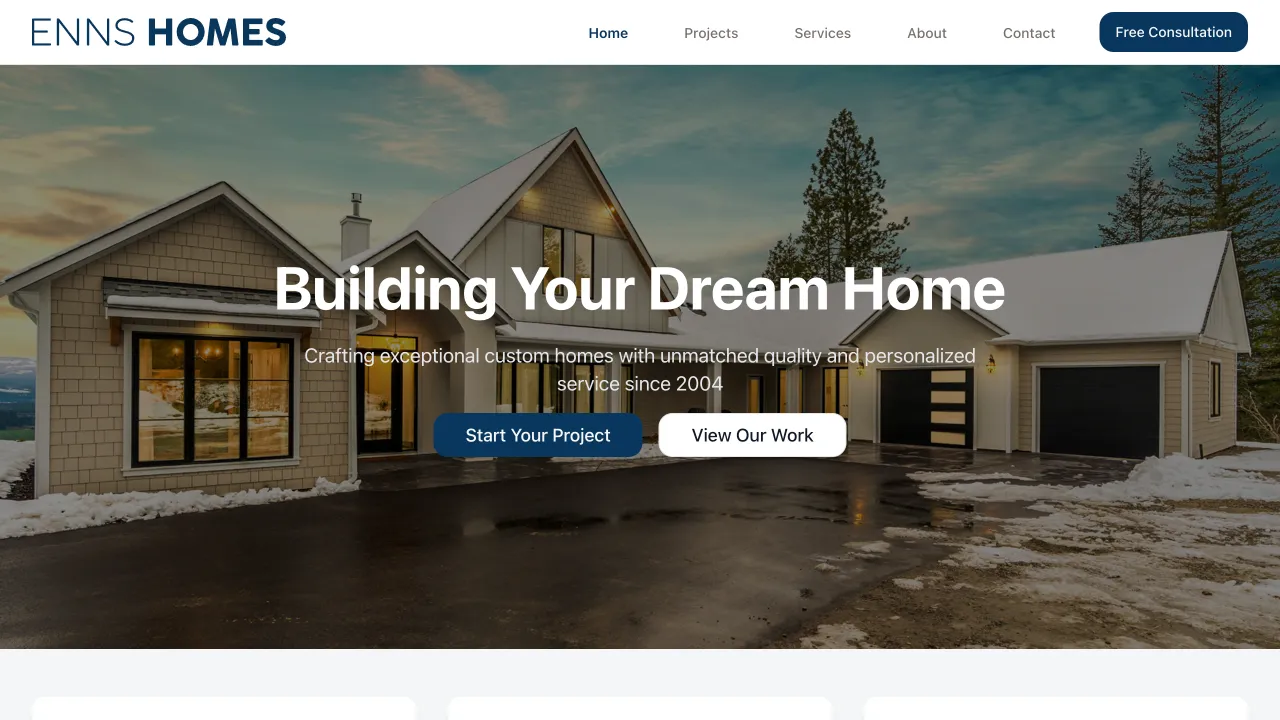 Enns Homes - Professional Website Design Portfolio by TheBomb® Digital Marketing - Custom Web Development Services in Toronto, Vancouver, Calgary, Ottawa, Montreal, Kelowna, Canada