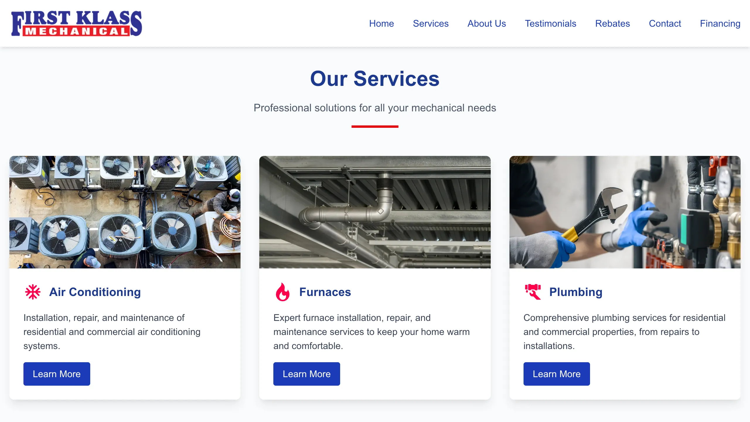 First Klass Mechanical Website Design Screenshot 3 - Local Services Portfolio - TheBomb® Digital Marketing Services Across Canada First Klass Mechanical - First Klass Mechanical Website Screenshot 3 - Professional Web Design Portfolio by TheBomb® Digital Marketing in Toronto, Vancouver, Calgary, Ottawa, Montreal, Kelowna, Canada