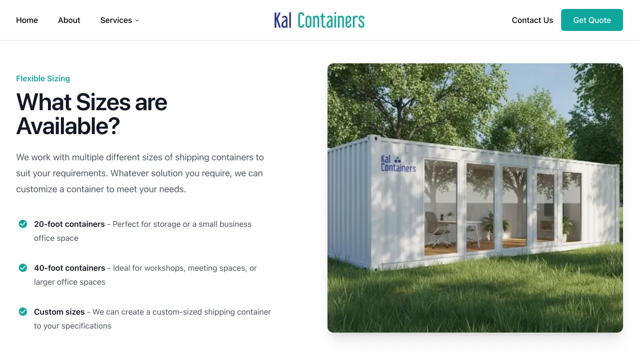 Kal Containers Website Design Screenshot 3 - Local Services Portfolio - TheBomb® Digital Marketing Services Across Canada Kal Containers - Kal Containers Website Screenshot 3 - Professional Web Design Portfolio by TheBomb® Digital Marketing in Toronto, Vancouver, Calgary, Ottawa, Montreal, Kelowna, Canada