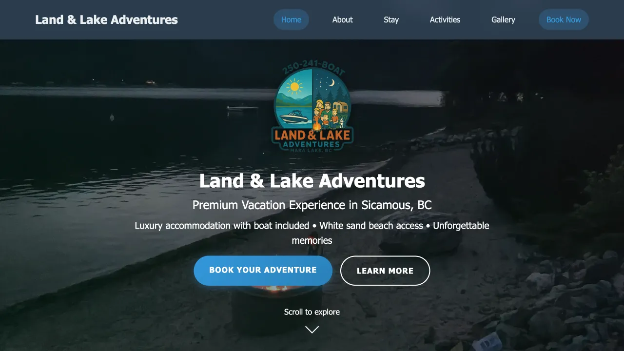 Land & Lake Adventures - Professional Website Design Portfolio by TheBomb® Digital Marketing - Custom Web Development Services in Toronto, Vancouver, Calgary, Ottawa, Montreal, Kelowna, Canada