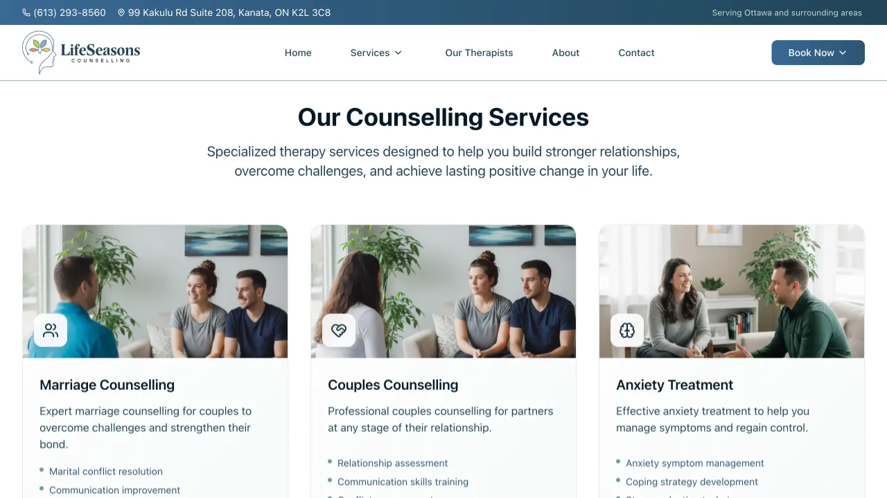 Life Seasons Counselling - Life Seasons Counselling Website Screenshot 1 - Professional Web Design Portfolio by TheBomb® Digital Marketing in Toronto, Vancouver, Calgary, Ottawa, Montreal, Kelowna, Canada