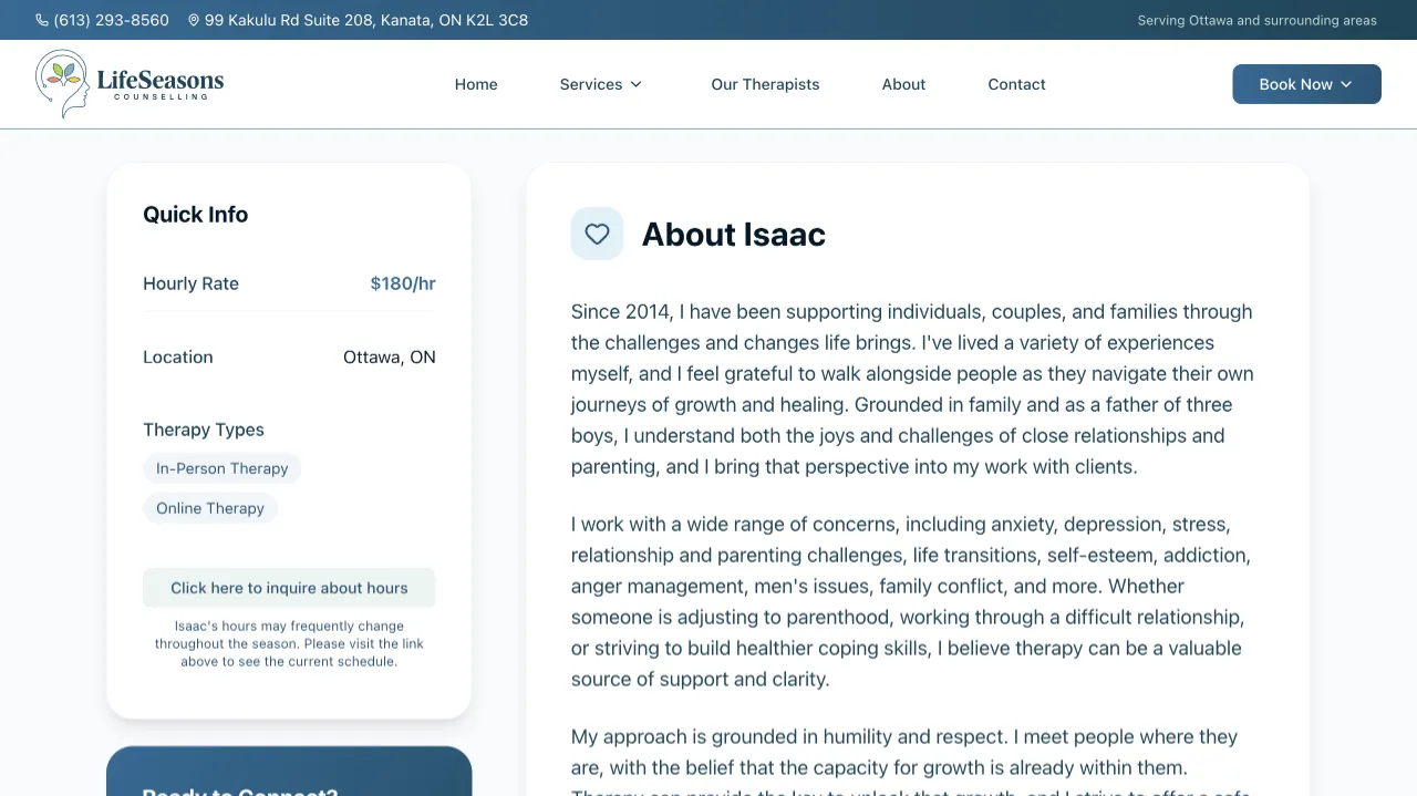 Life Seasons Counselling - Life Seasons Counselling Website Screenshot 2 - Professional Web Design Portfolio by TheBomb® Digital Marketing in Toronto, Vancouver, Calgary, Ottawa, Montreal, Kelowna, Canada