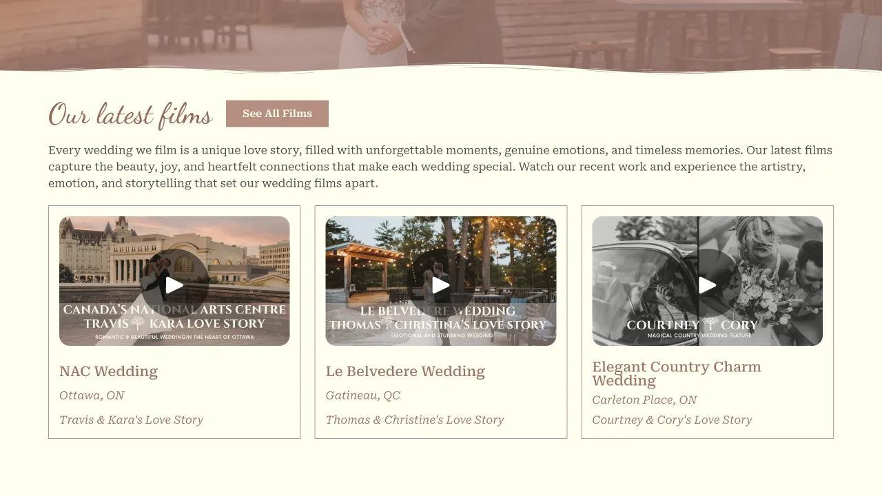 Love Letter Wedding Films - Love Letter Wedding Films Website Screenshot 3 - Professional Web Design Portfolio by TheBomb® Digital Marketing in Toronto, Vancouver, Calgary, Ottawa, Montreal, Kelowna, Canada