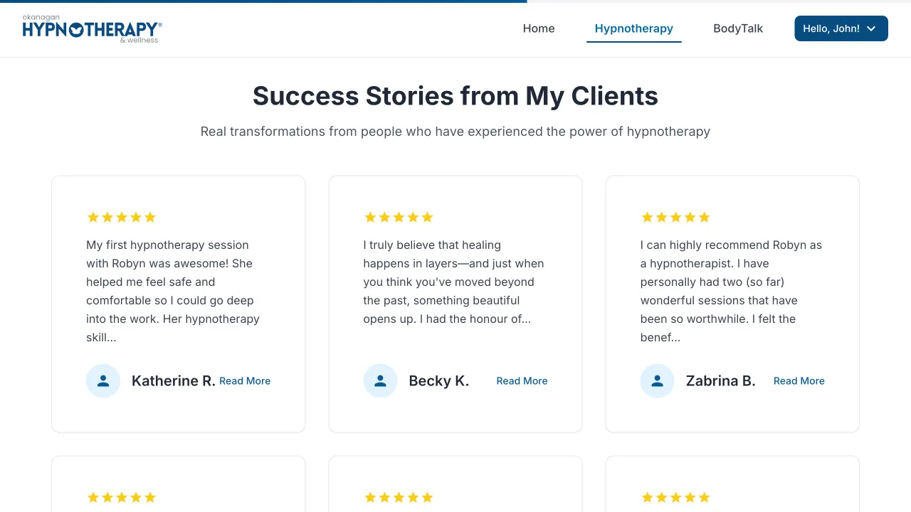 Course Selling Platform - Okanagan Hypnotherapy Website Screenshot 1 - Professional Web Design Portfolio by TheBomb® Digital Marketing in Toronto, Vancouver, Calgary, Ottawa, Montreal, Kelowna, Canada