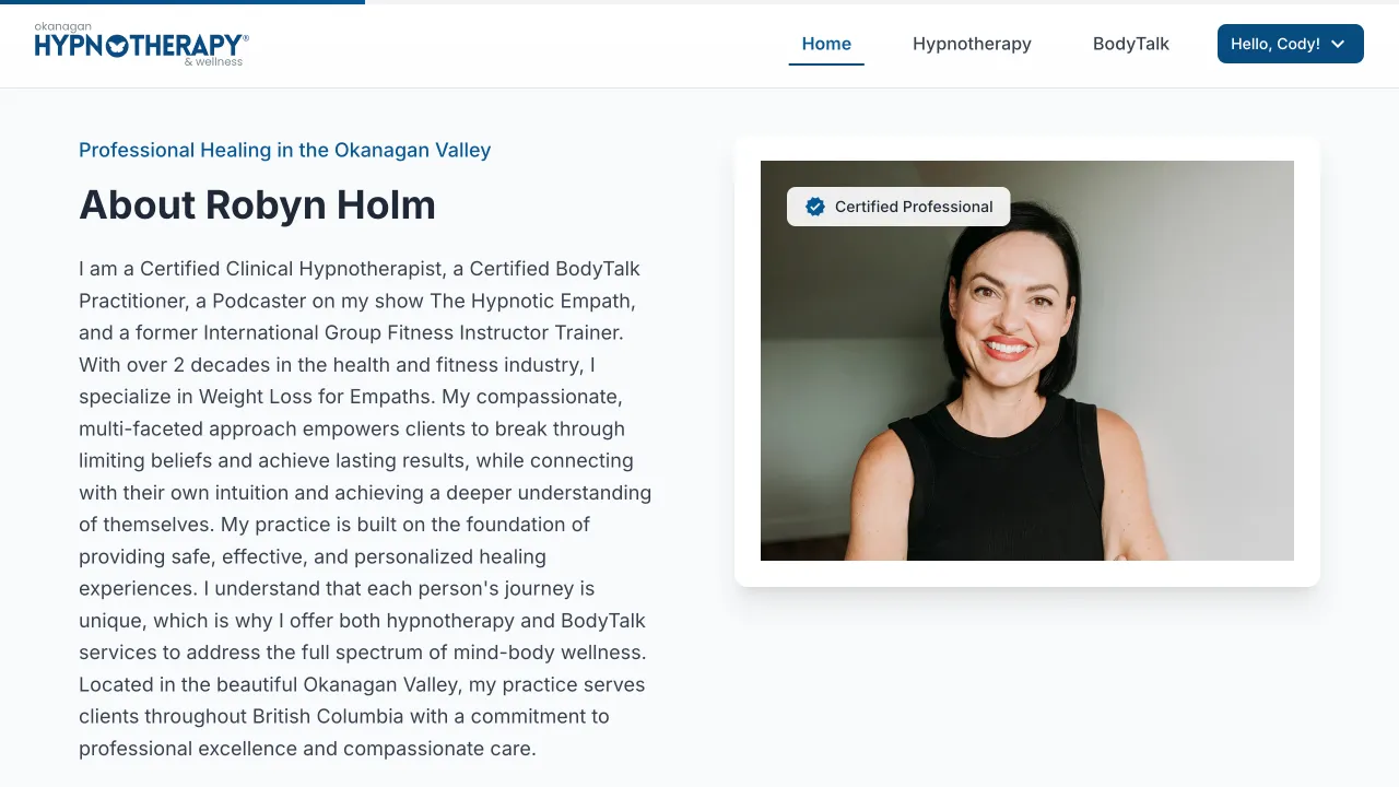 Course Selling Platform - Okanagan Hypnotherapy Website Screenshot 2 - Professional Web Design Portfolio by TheBomb® Digital Marketing in Toronto, Vancouver, Calgary, Ottawa, Montreal, Kelowna, Canada