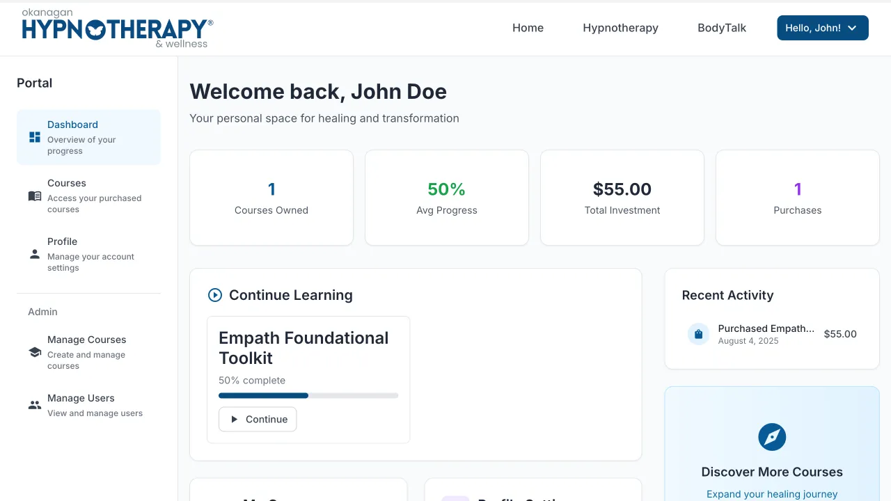 Course Selling Platform - Okanagan Hypnotherapy Website Screenshot 3 - Professional Web Design Portfolio by TheBomb® Digital Marketing in Toronto, Vancouver, Calgary, Ottawa, Montreal, Kelowna, Canada